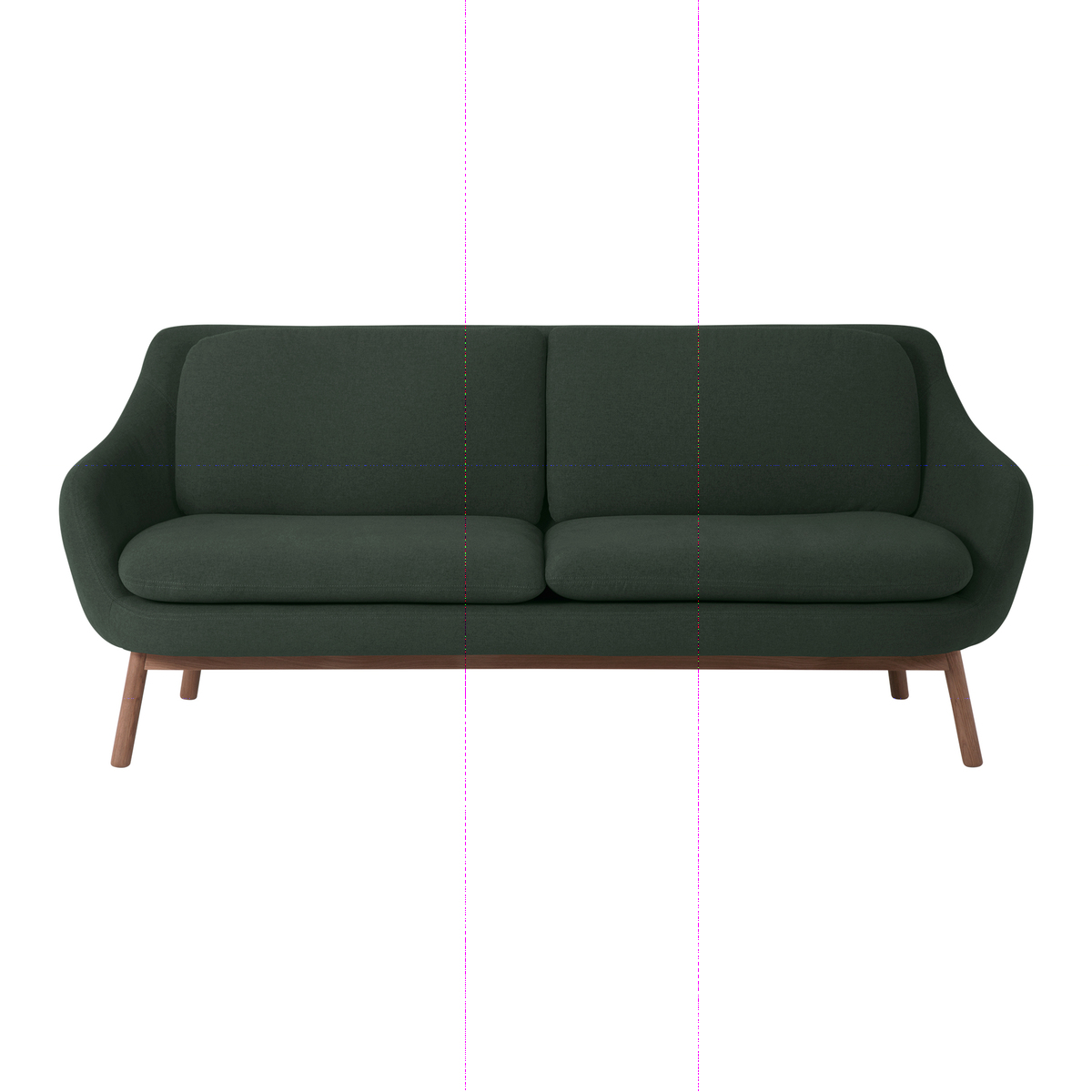 Oslo 3 Seater Sofa, Woodland Green with Dark Stained Legs – image 1