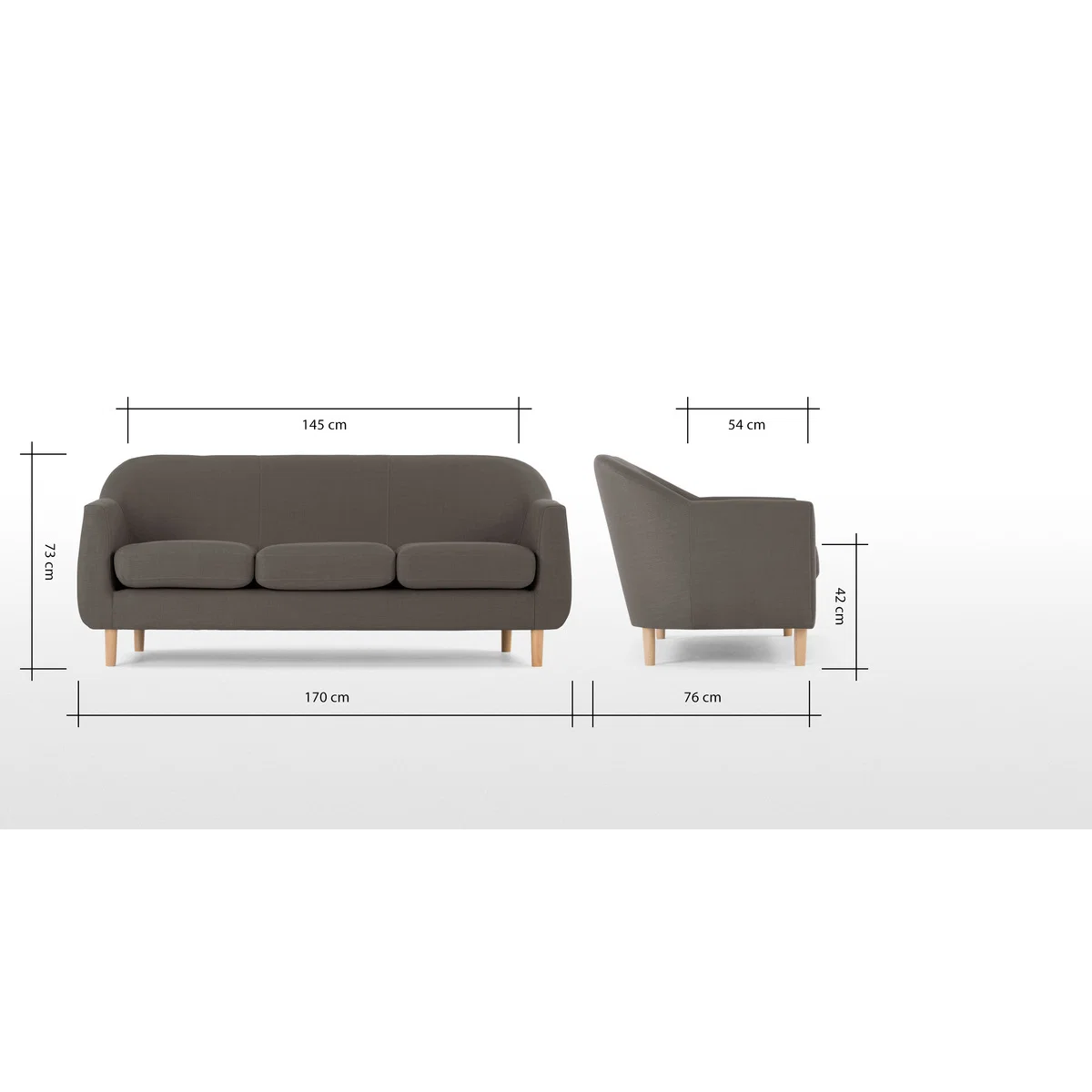 Tubby 3 Seater Sofa, Pewter Grey – image 8