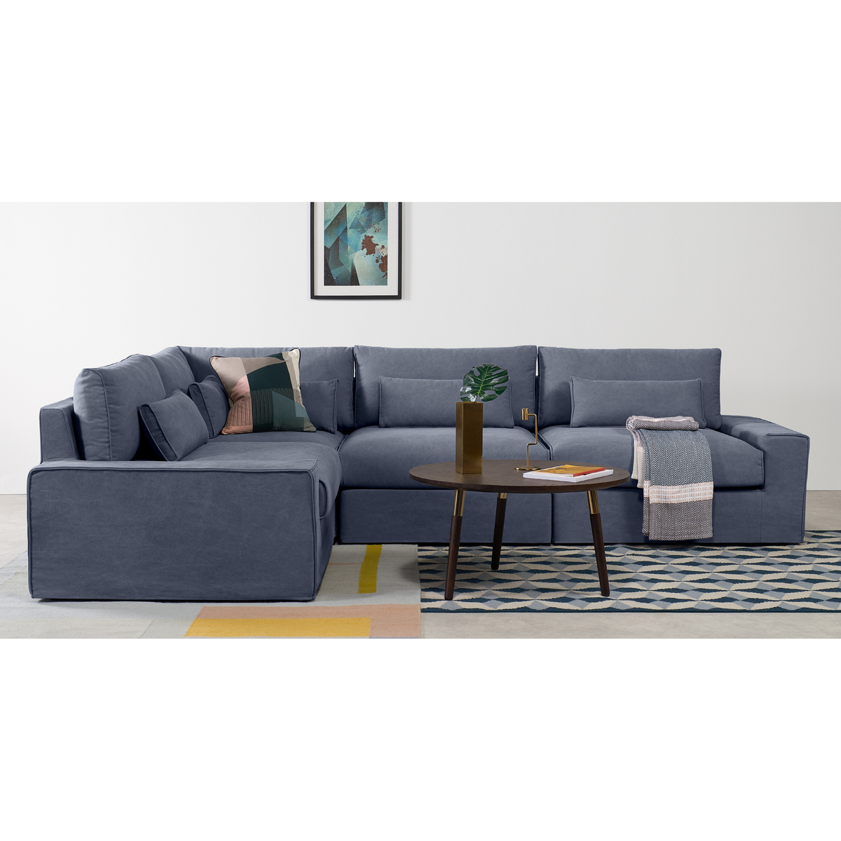 Trent Loose Cover Corner Sofa, Washed Blue Cotton – image 3