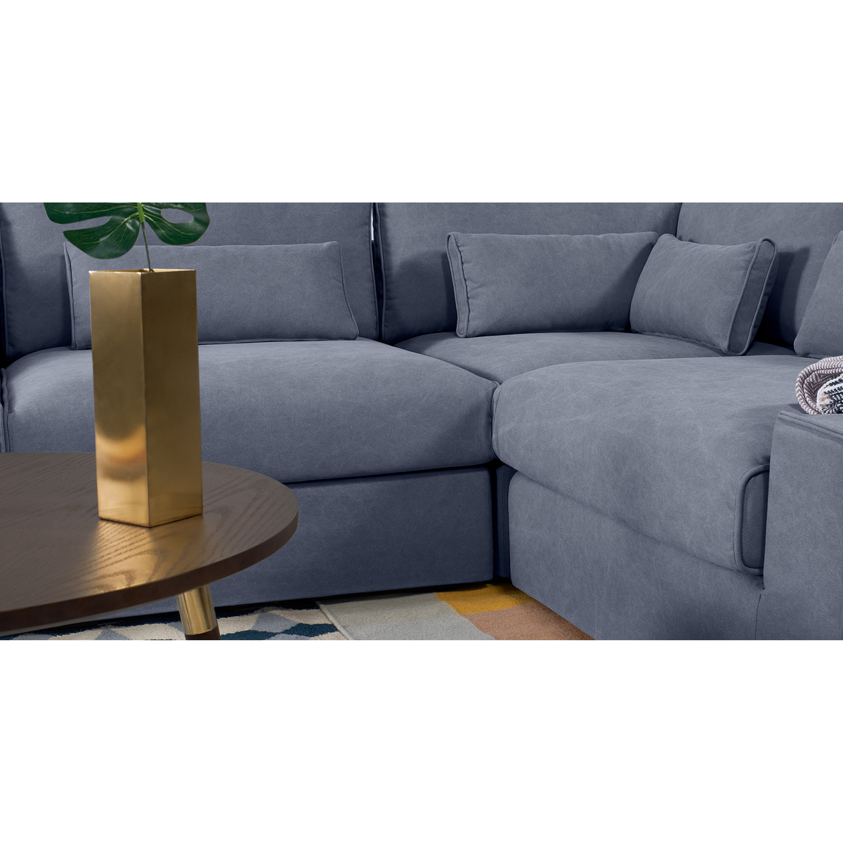 Trent Loose Cover Corner Sofa, Washed Blue Cotton – image 4