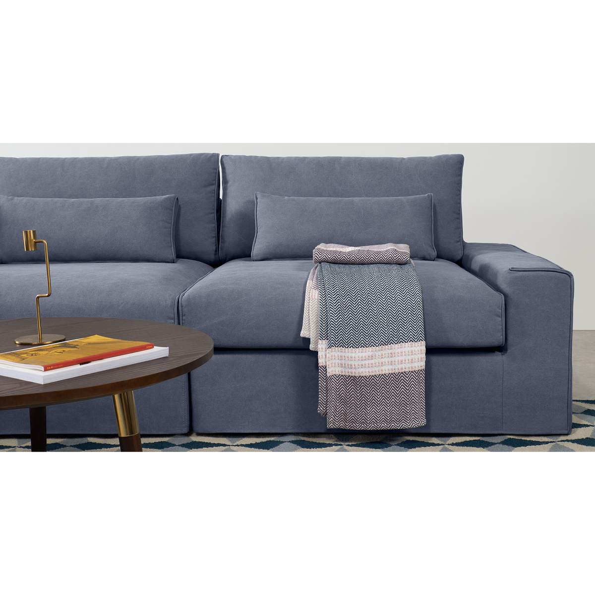 Trent Loose Cover Corner Sofa, Washed Blue Cotton – image 6