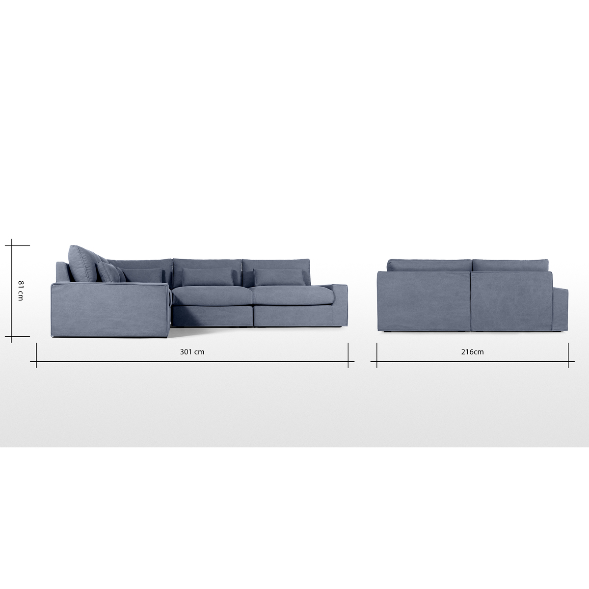 Trent Loose Cover Corner Sofa, Washed Blue Cotton – image 7