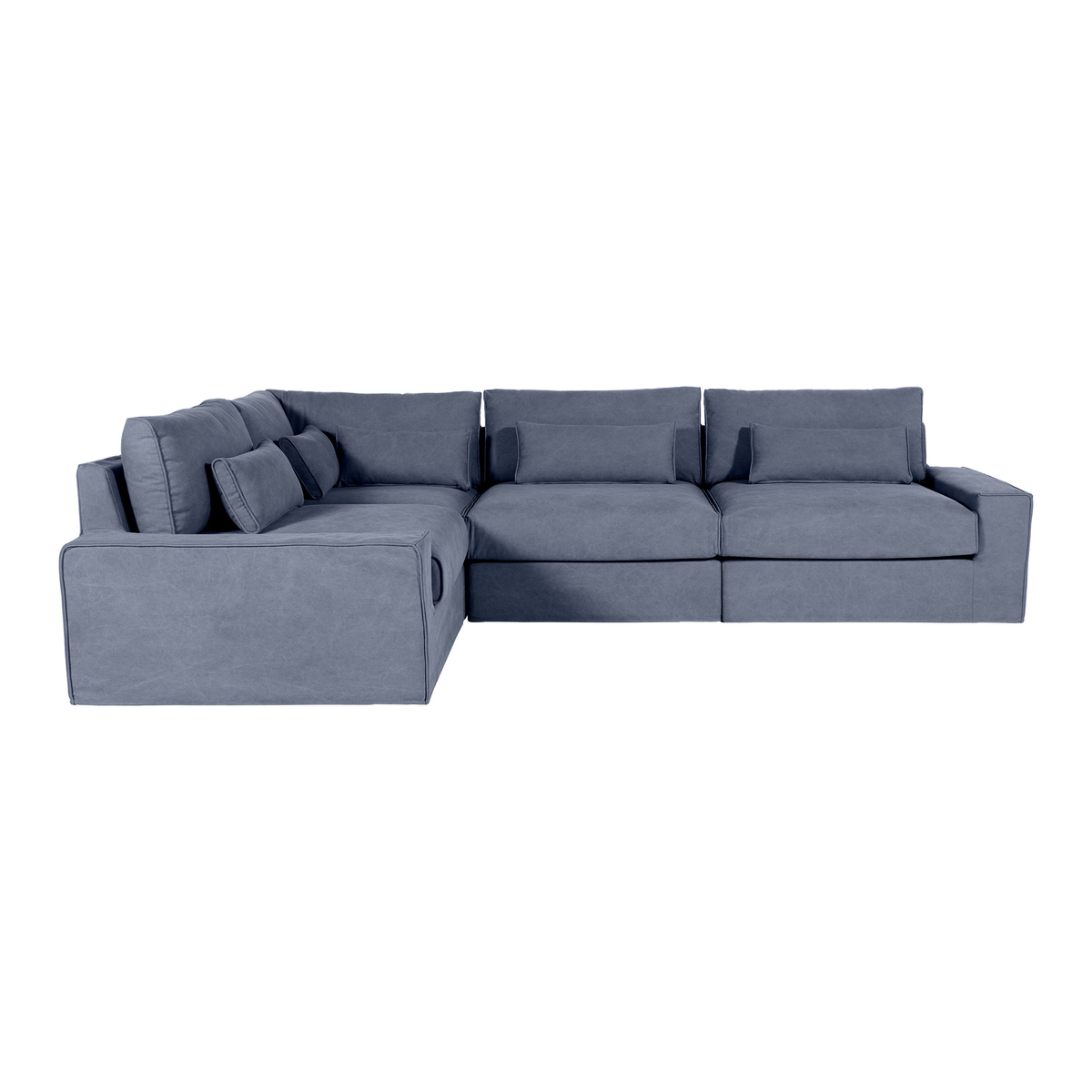 Trent Loose Cover Corner Sofa, Washed Blue Cotton – image 2