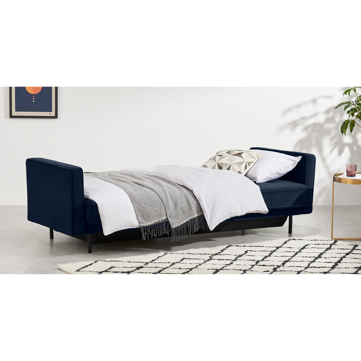 Rosslyn Click Clack Sofa Bed with Storage, Ink Blue Velvet – image 7