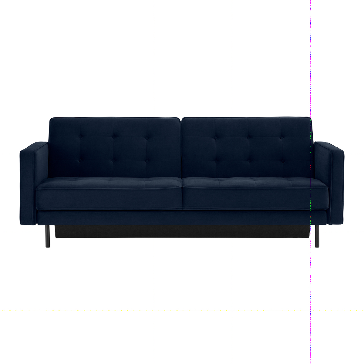 Rosslyn Click Clack Sofa Bed with Storage, Ink Blue Velvet – image 1