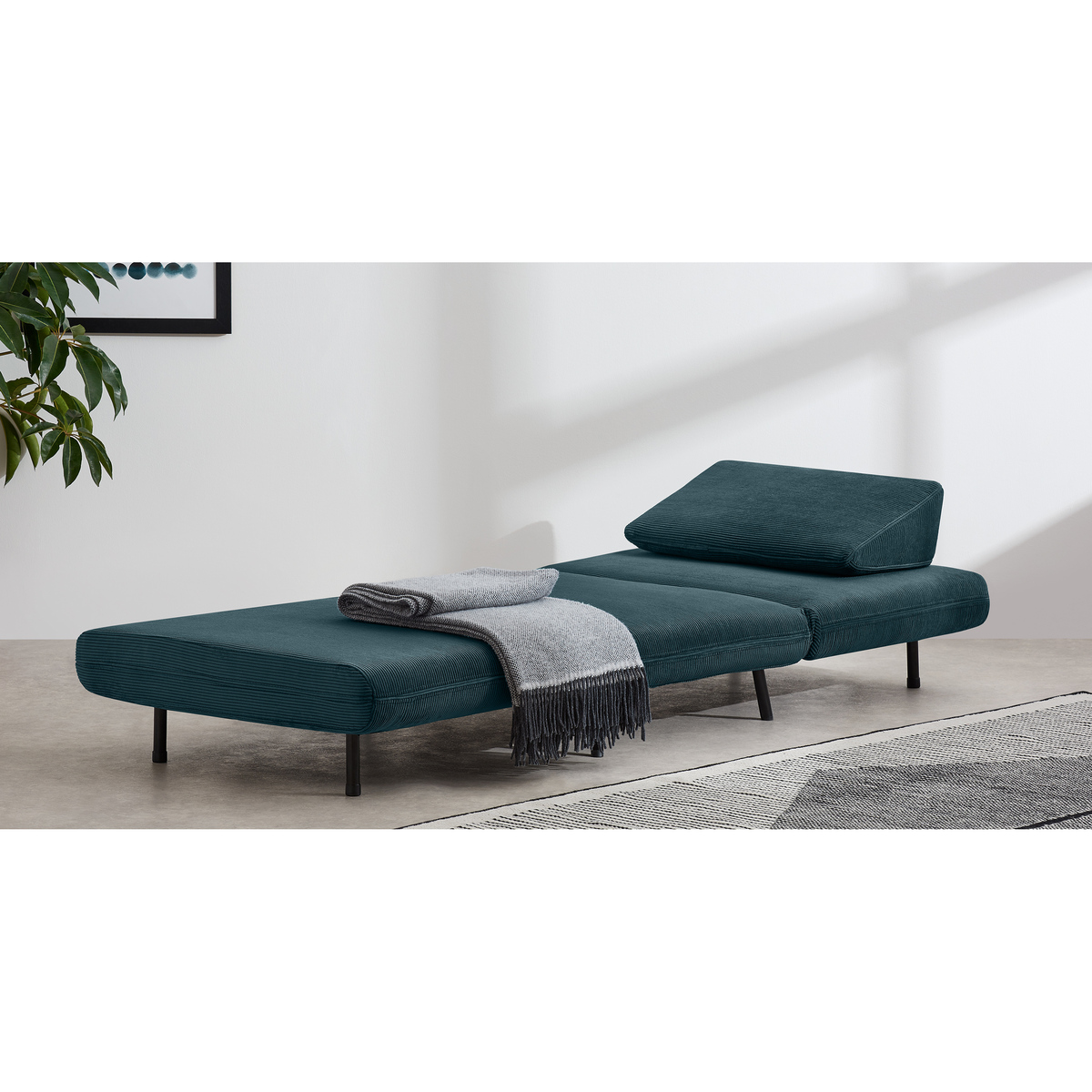 Kahlo Single Seat Sofa Bed, Teal Corduroy Velvet – image 7