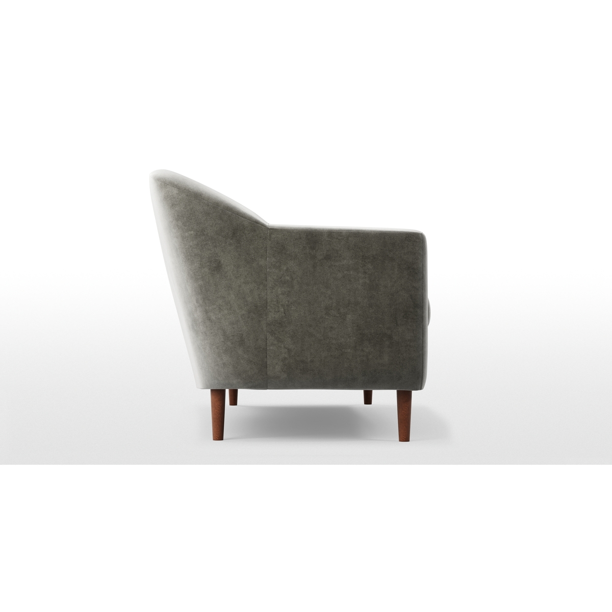 Custom MADE Tubby 3 Seater Sofa, Steel Grey Velvet with Dark Wood Legs – image 4
