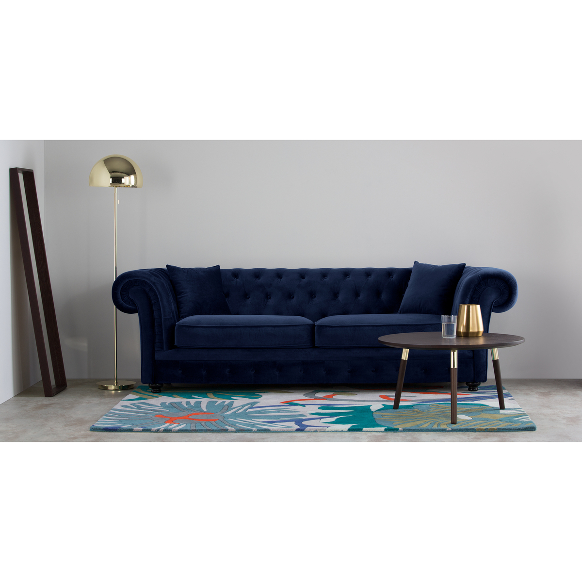 Branagh 3 Seater Chesterfield Sofa, Electric Blue Velvet – image 3