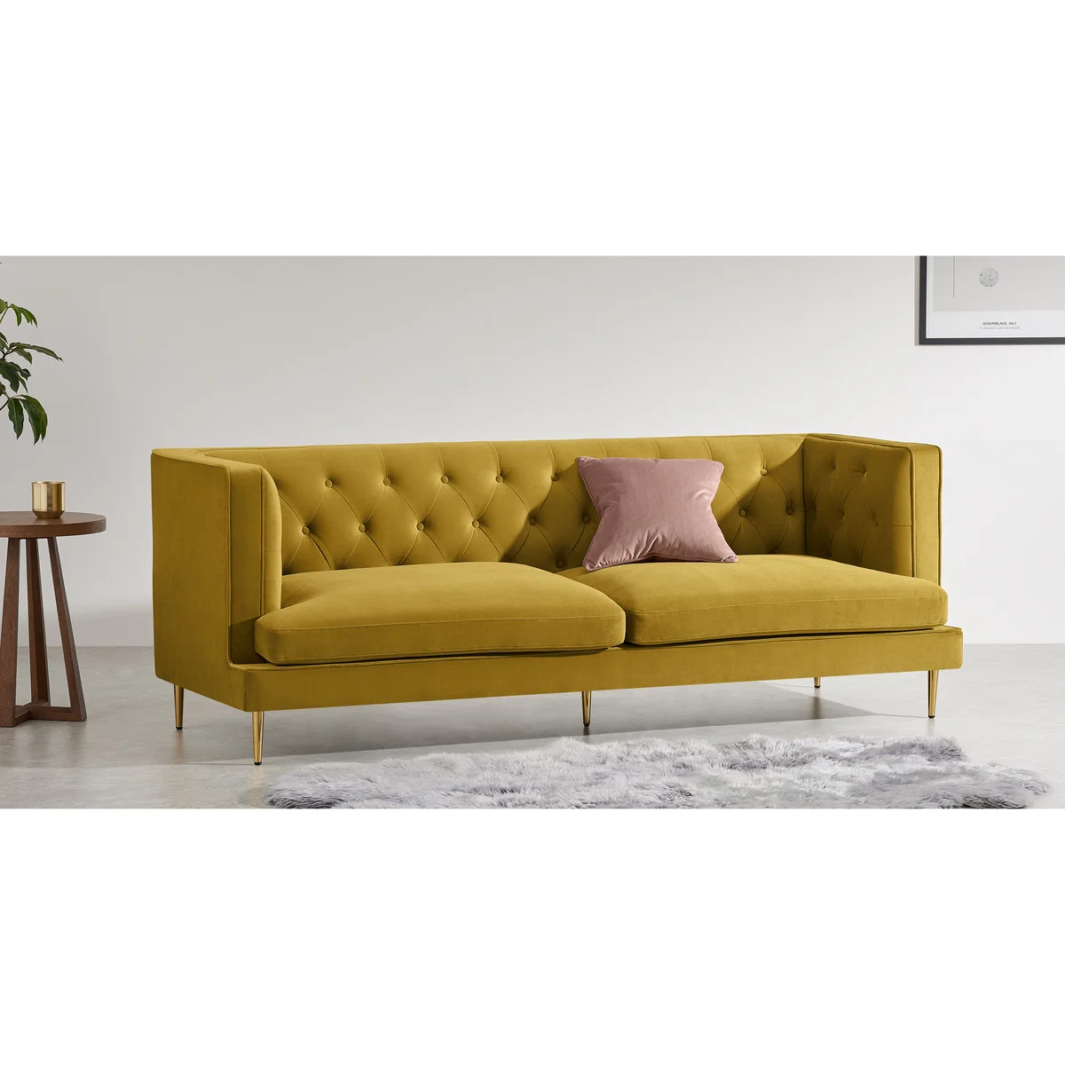 Goswell 3 Seater Sofa, Vintage Gold Velvet – image 3