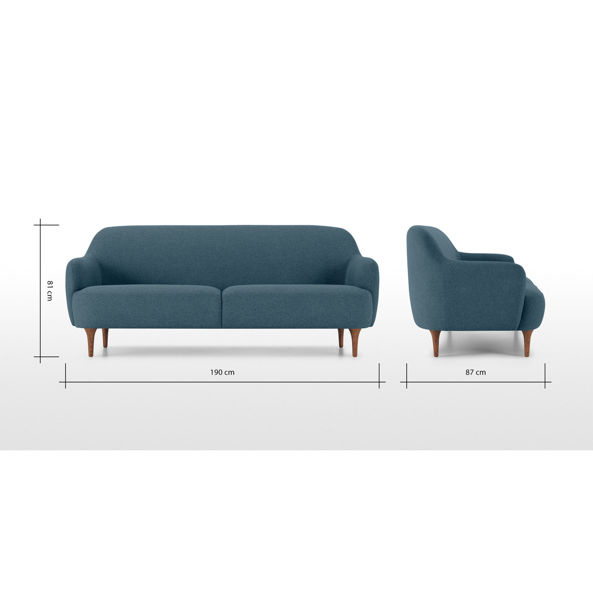 Lupo 3 Seater Sofa, Orleans Blue – image 8