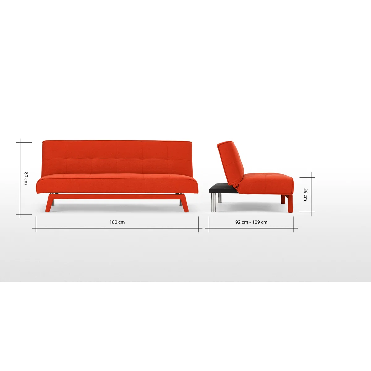 Yoko Click Clack Sofa Bed, Atomic Orange – image 7