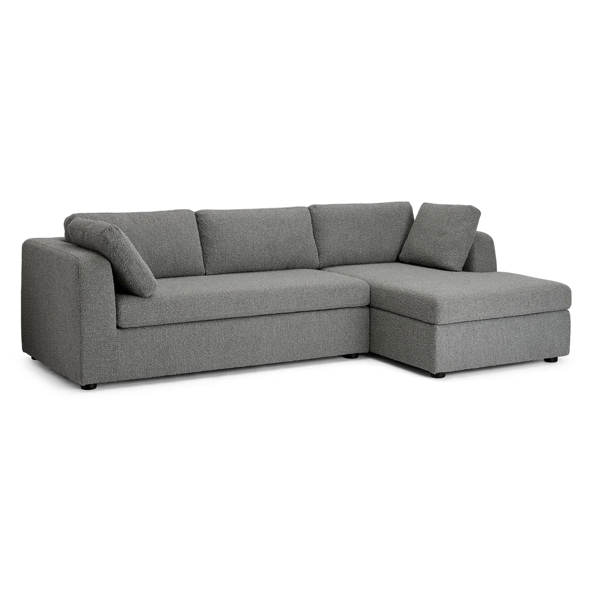 Mogen Right Hand Facing Chaise End Sofa Bed, Steel Boucle – image 2