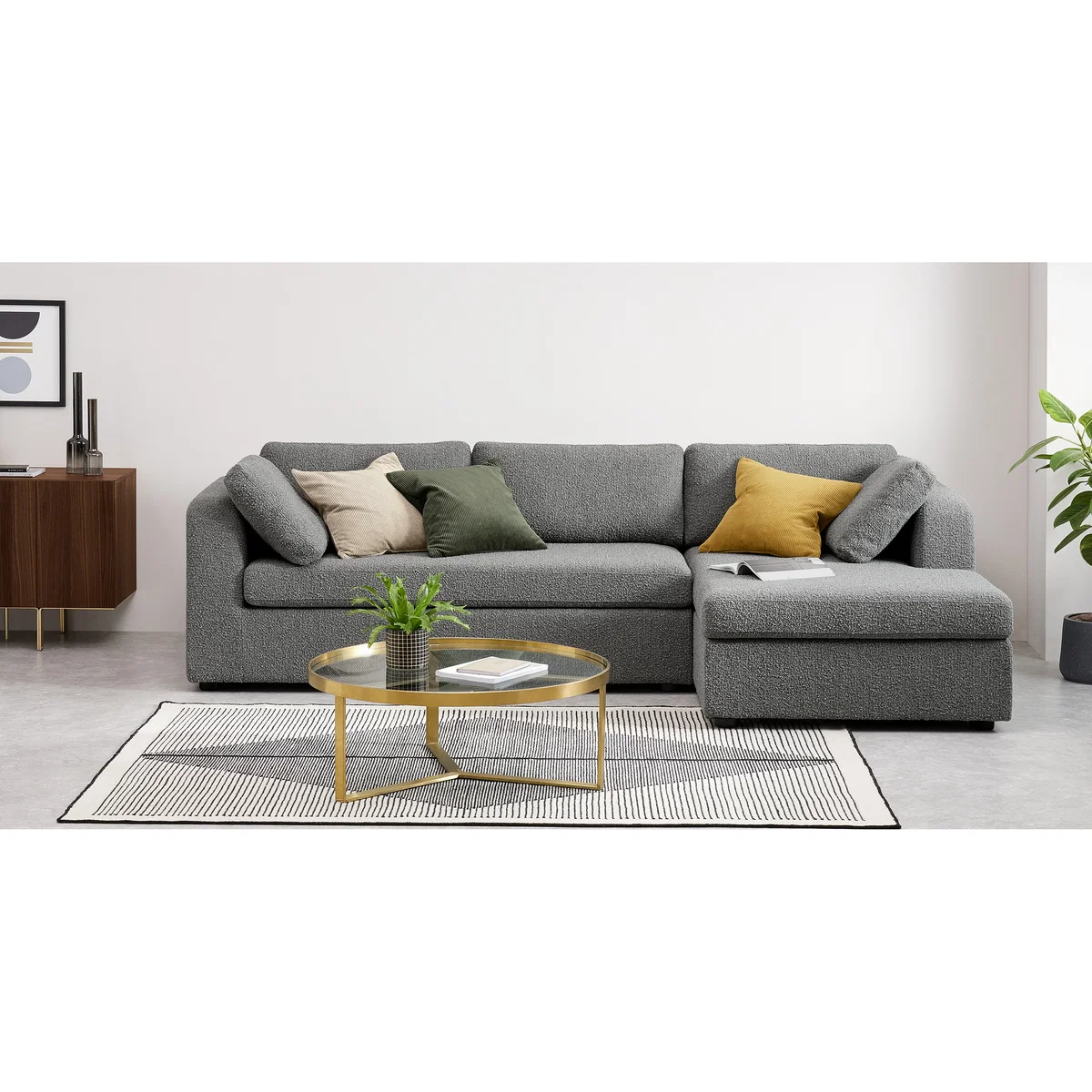 Mogen Right Hand Facing Chaise End Sofa Bed, Steel Boucle – image 3