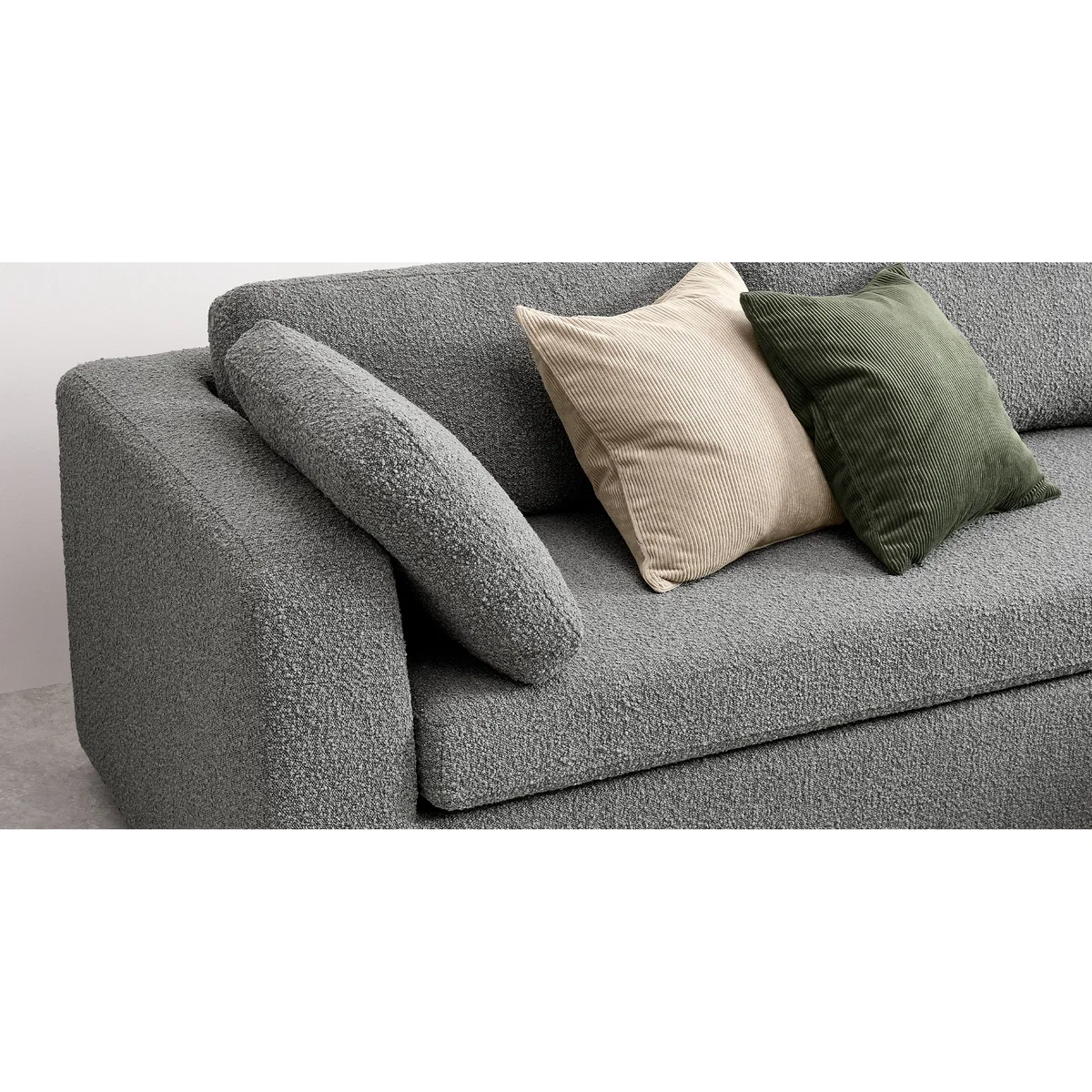 Mogen Right Hand Facing Chaise End Sofa Bed, Steel Boucle – image 4
