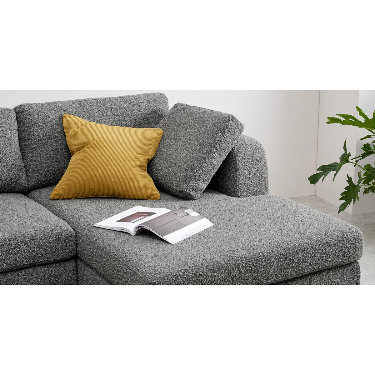 Mogen Right Hand Facing Chaise End Sofa Bed, Steel Boucle – image 6
