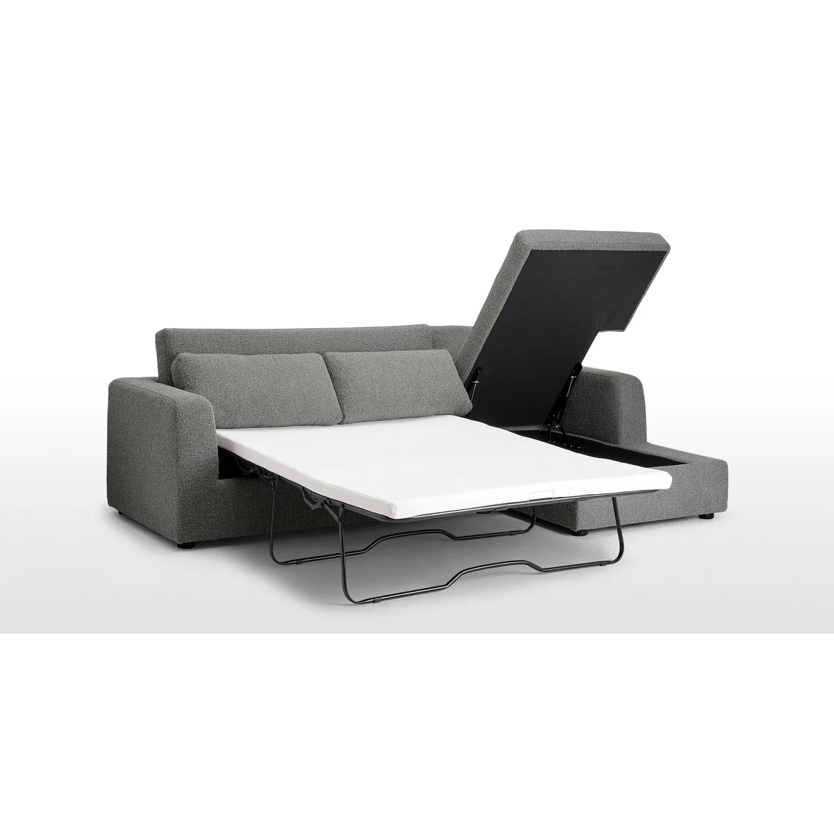 Mogen Right Hand Facing Chaise End Sofa Bed, Steel Boucle – image 7