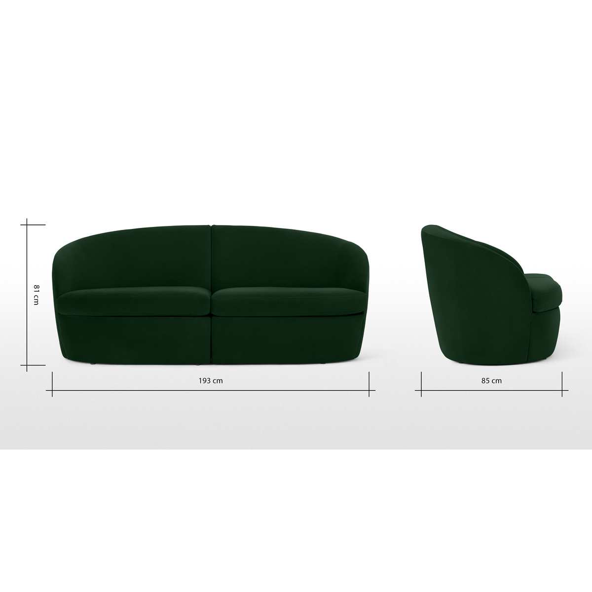 Reisa 2 Seater Sofa, Pine Green Velvet – image 8