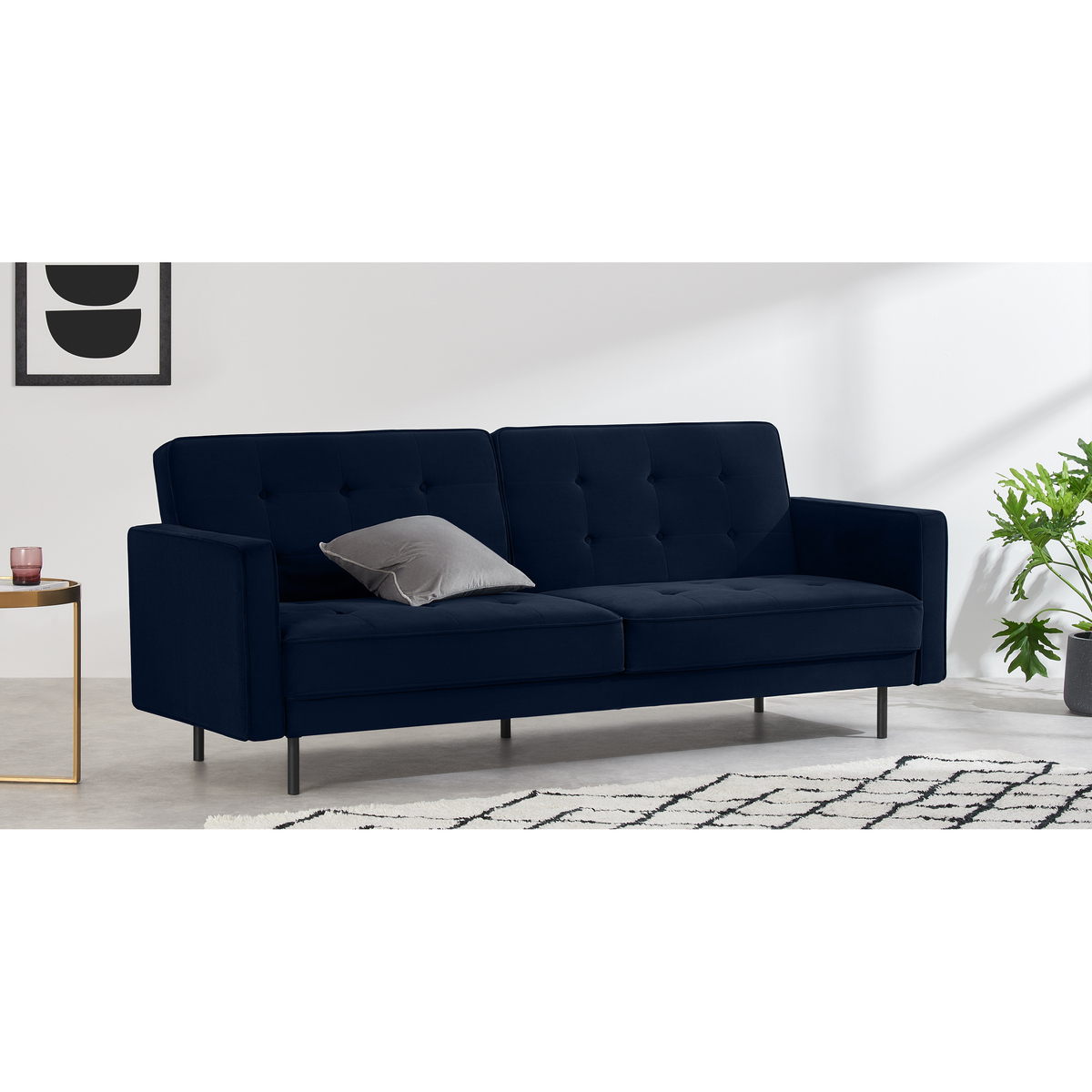 Rosslyn Click Clack Sofa Bed, Ink Blue Velvet – image 3