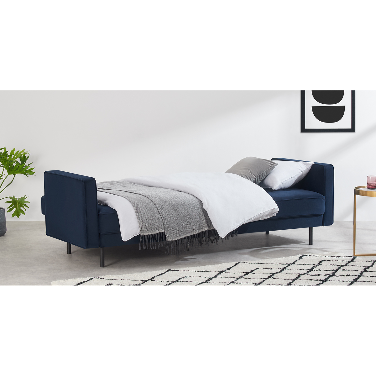Rosslyn Click Clack Sofa Bed, Ink Blue Velvet – image 7