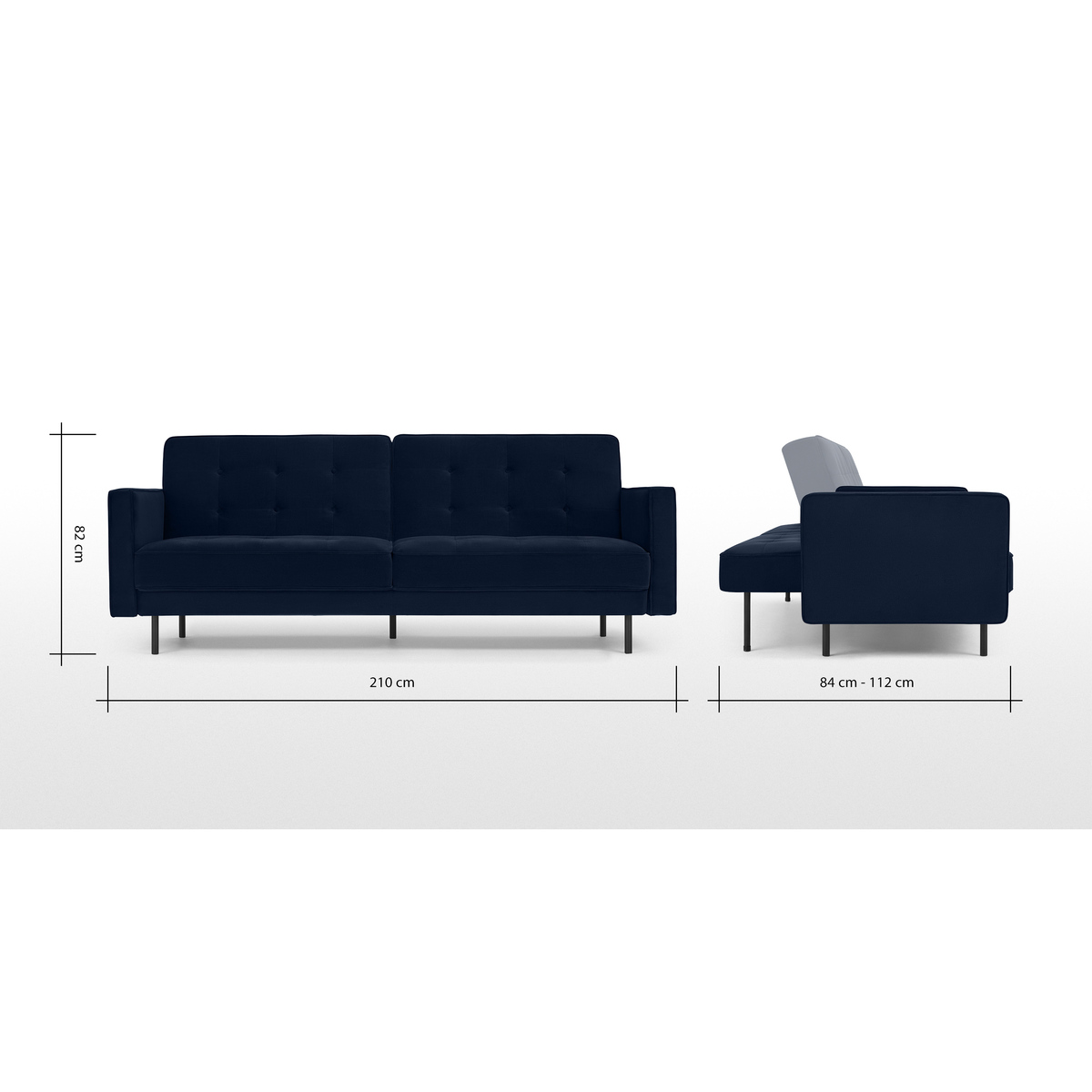 Rosslyn Click Clack Sofa Bed, Ink Blue Velvet – image 9