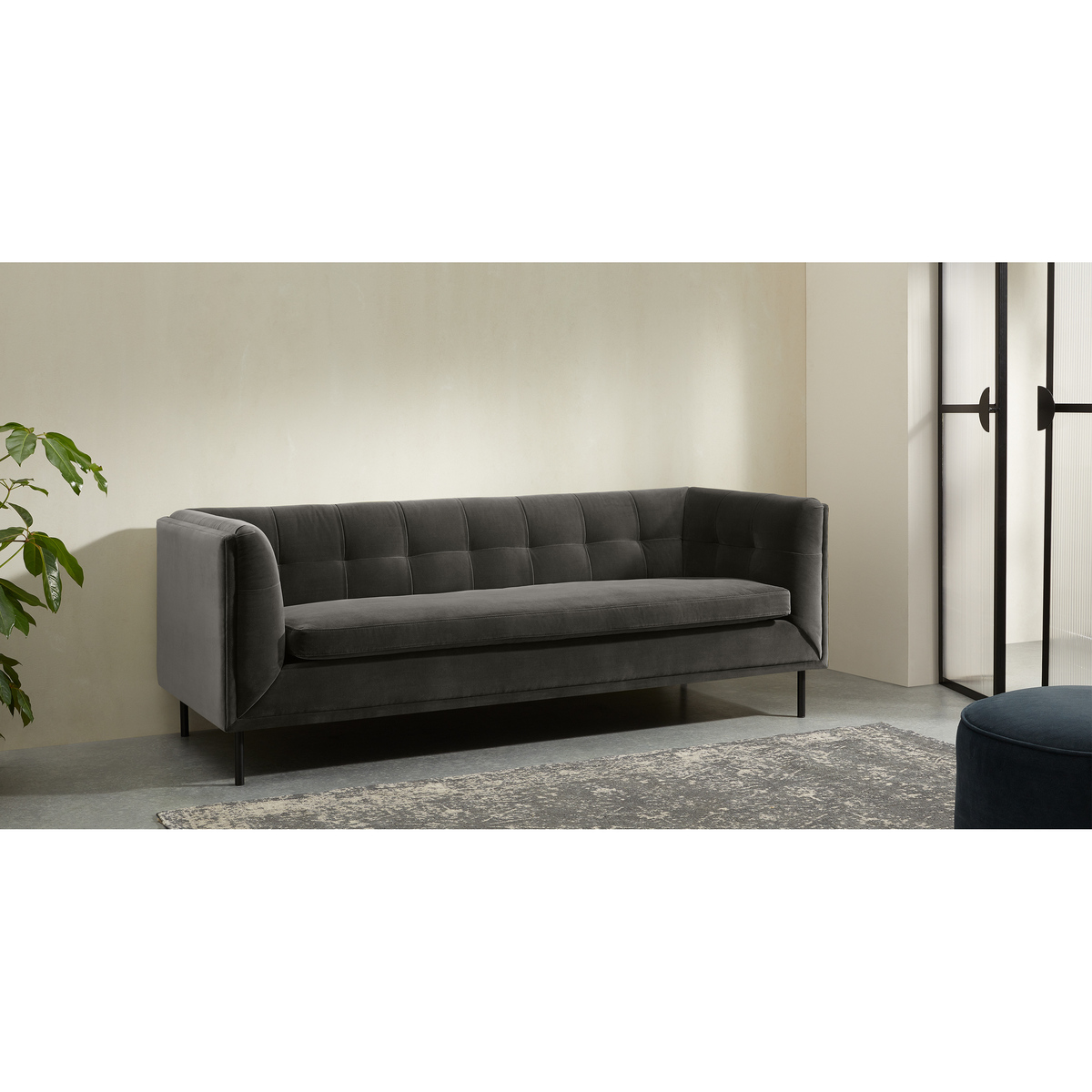 Farley Large 2 Seater Sofa, Concrete Cotton Velvet – image 3