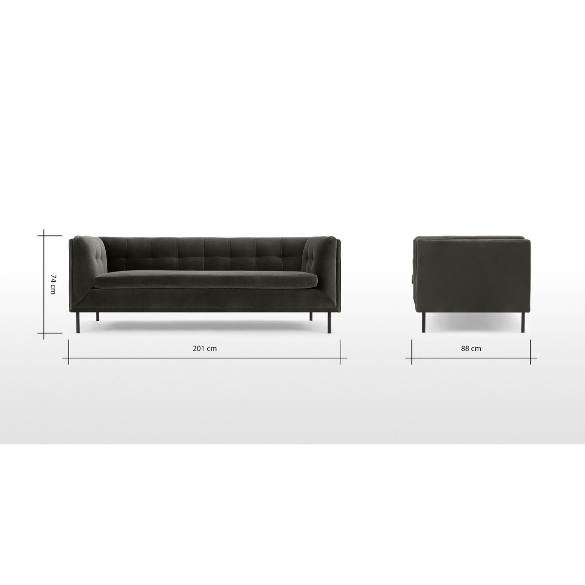 Farley Large 2 Seater Sofa, Concrete Cotton Velvet – image 7