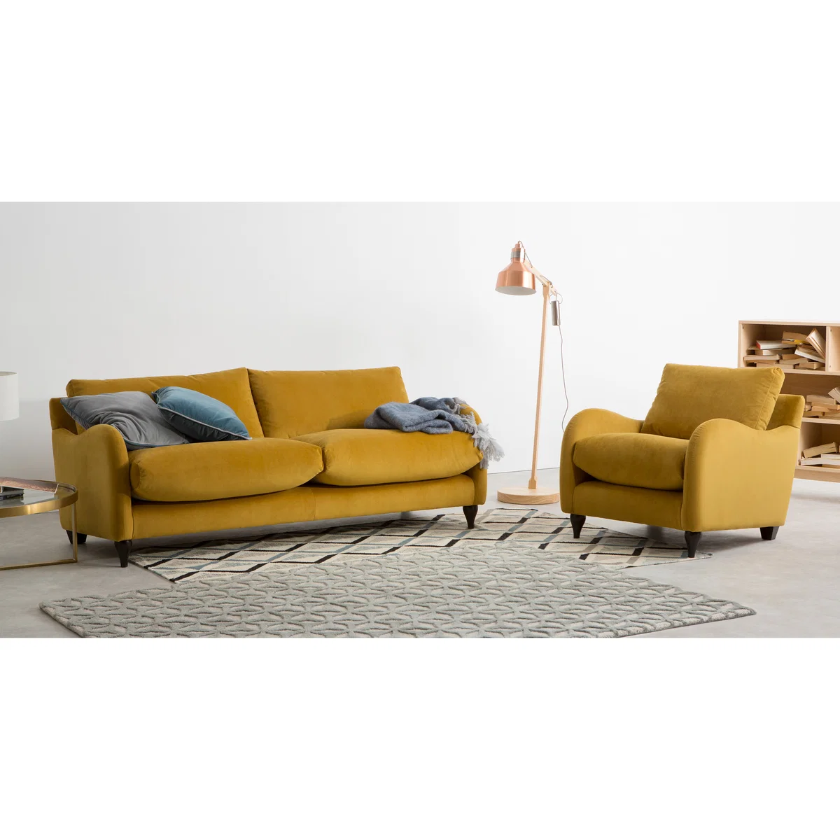 Sofia 3 Seater Sofa, Plush Turmeric Velvet – image 2