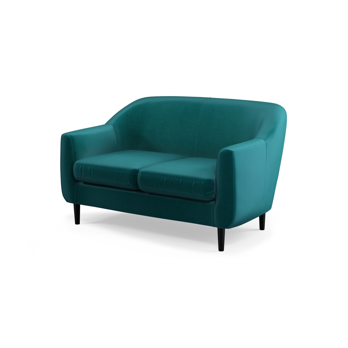 Custom MADE Tubby 2 Seater Sofa, Tuscan Teal Velvet with Black Wood Leg – image 2