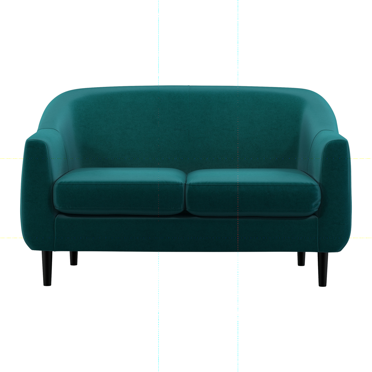 Custom MADE Tubby 2 Seater Sofa, Tuscan Teal Velvet with Black Wood Leg – image 1