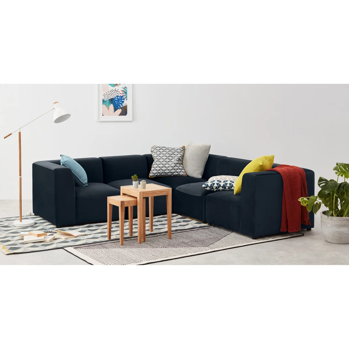 Juno 5 Seater Sofa Corner Group, Twilight Blue Velvet – image 3