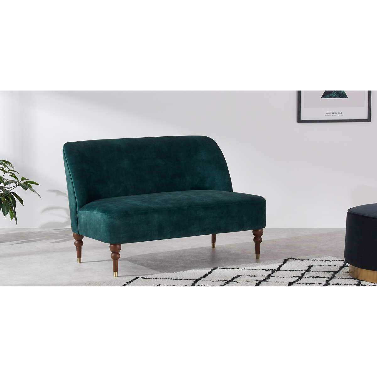 Harpo 2 Seater Sofa, Nile Blue Velvet – image 3
