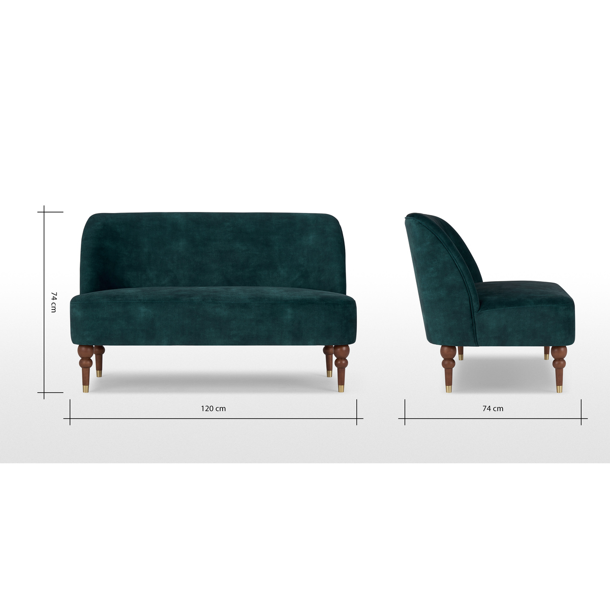 Harpo 2 Seater Sofa, Nile Blue Velvet – image 8