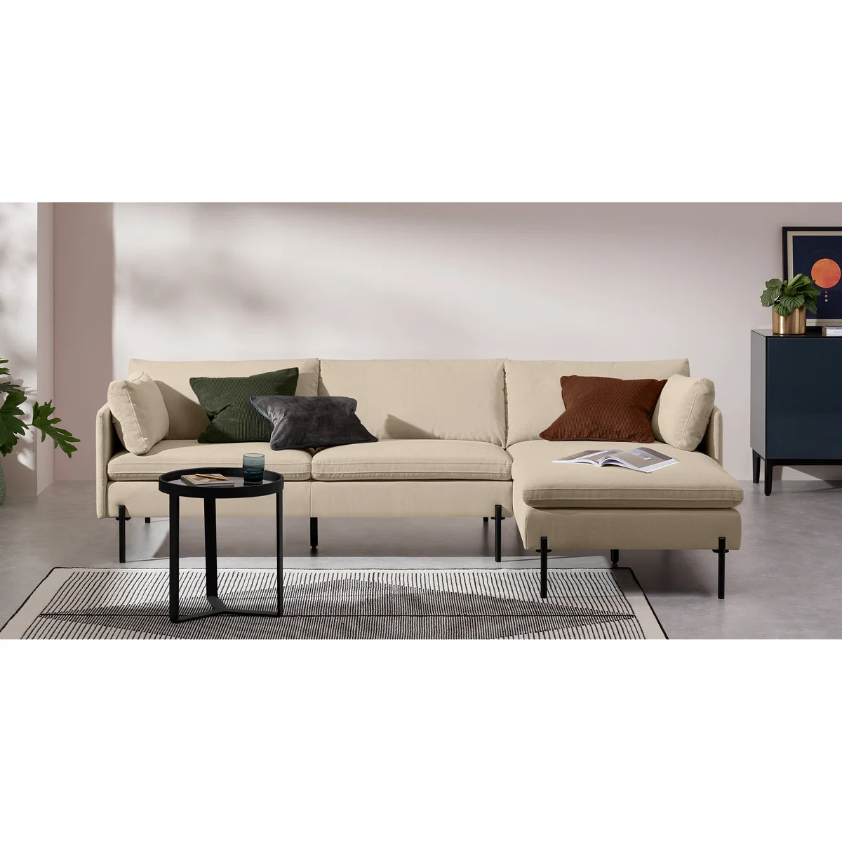 Zarina Right Hand Facing Chaise End Sofa, Stone Corduroy Velvet – image 3