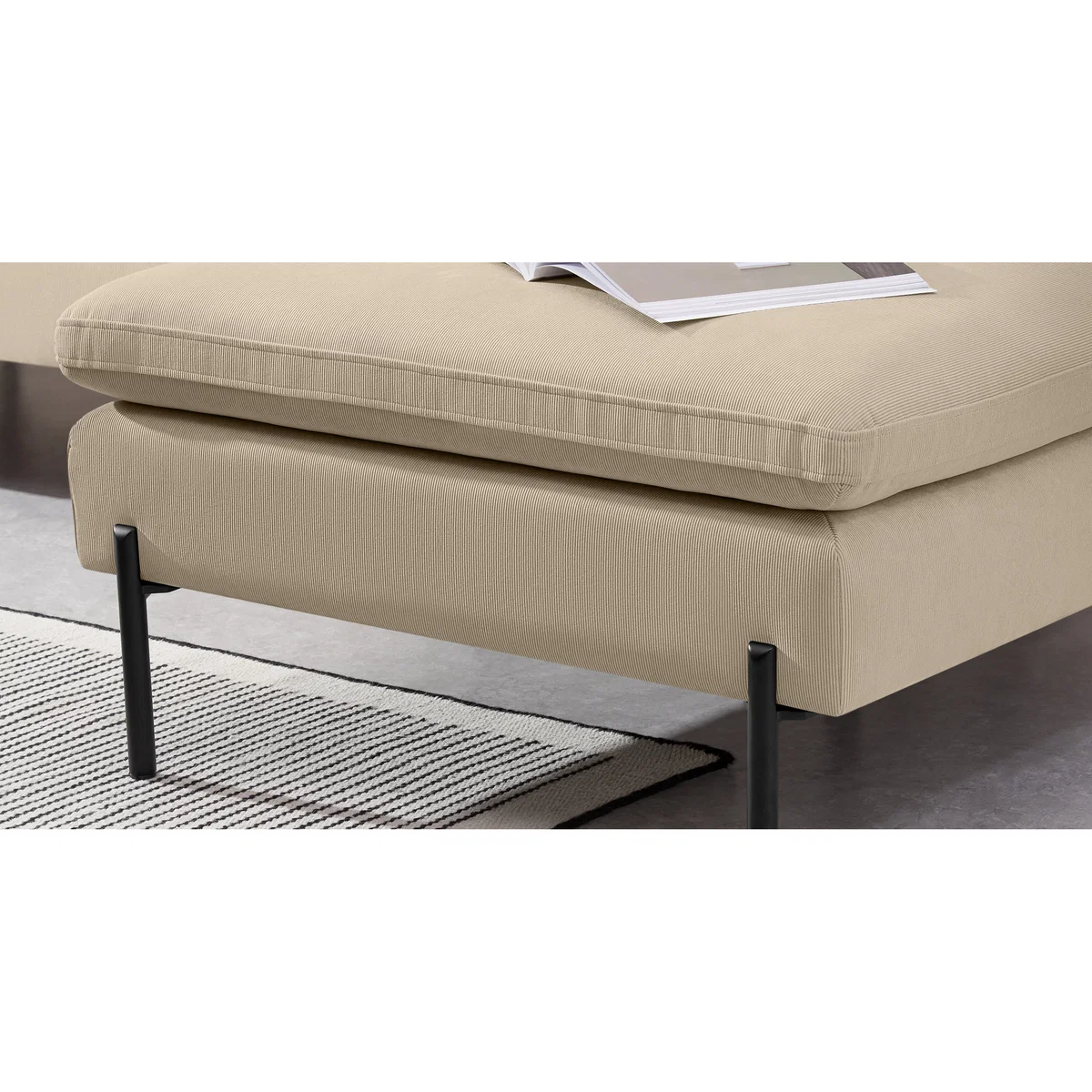 Zarina Right Hand Facing Chaise End Sofa, Stone Corduroy Velvet – image 4