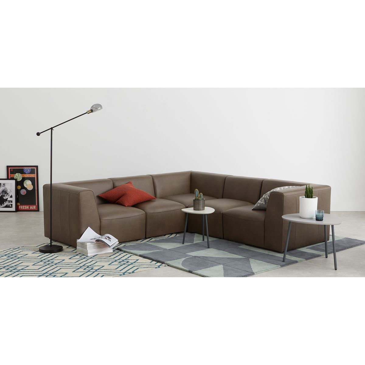 Juno 5 Seater Corner Sofa, Columbus Brown Leather – image 2