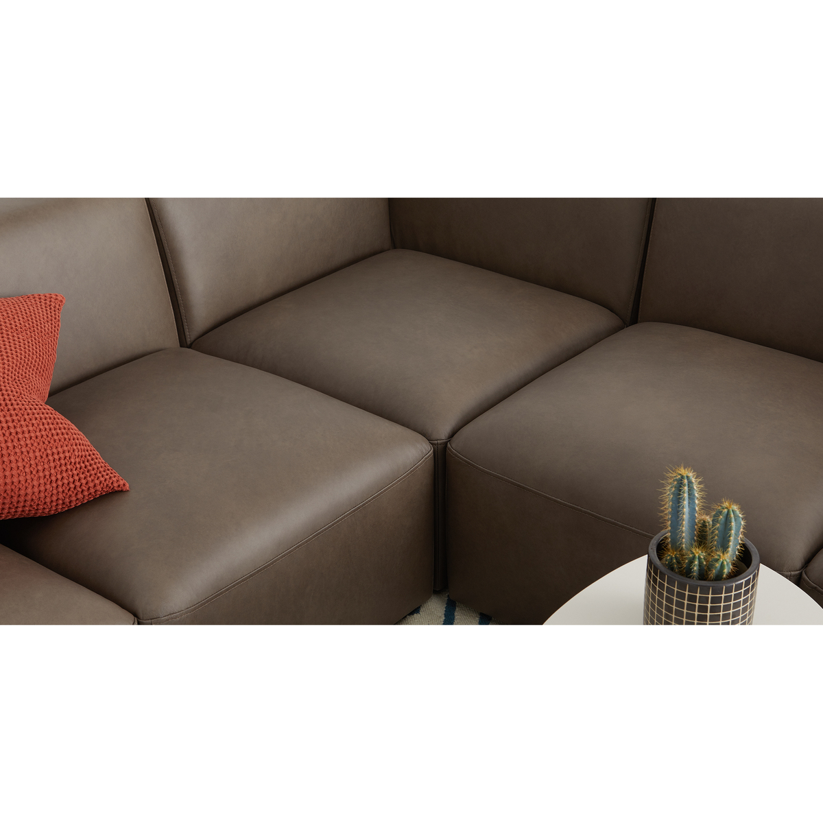 Juno 5 Seater Corner Sofa, Columbus Brown Leather – image 3