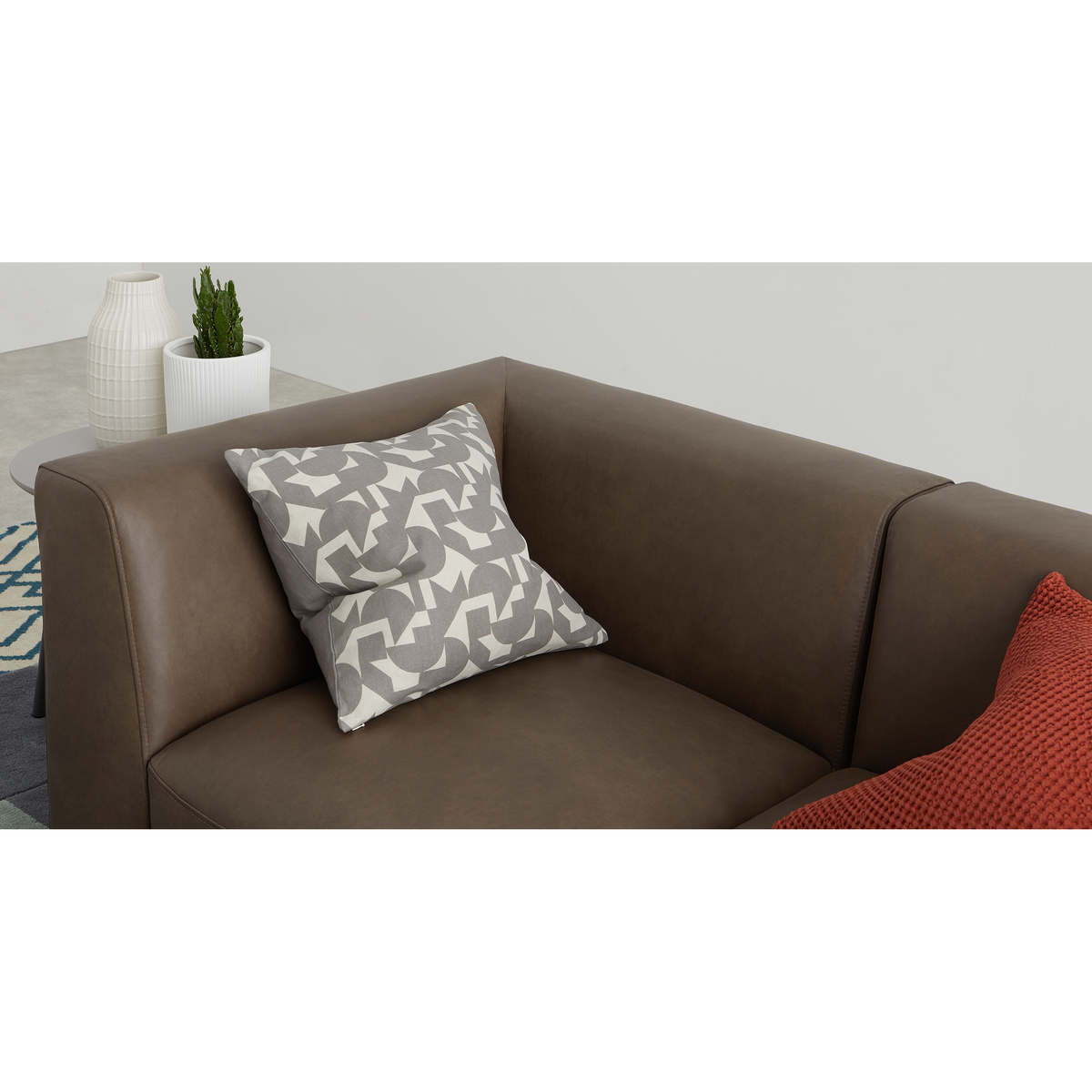 Juno 5 Seater Corner Sofa, Columbus Brown Leather – image 5
