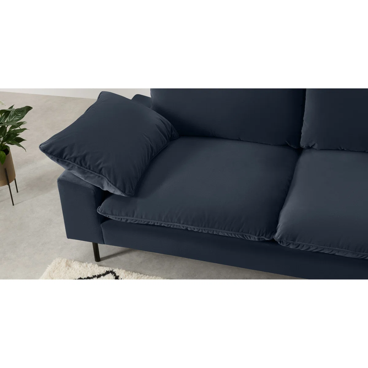 Fallyn Large 2 Seater Sofa, Navy Cotton Velvet – image 4