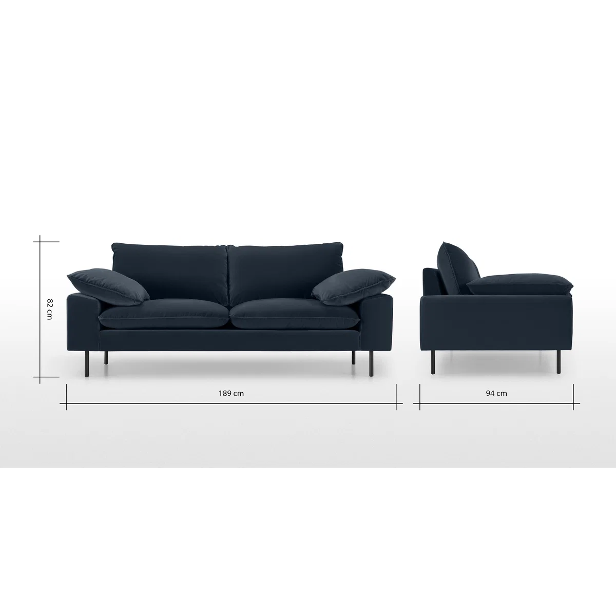 Fallyn Large 2 Seater Sofa, Navy Cotton Velvet – image 8