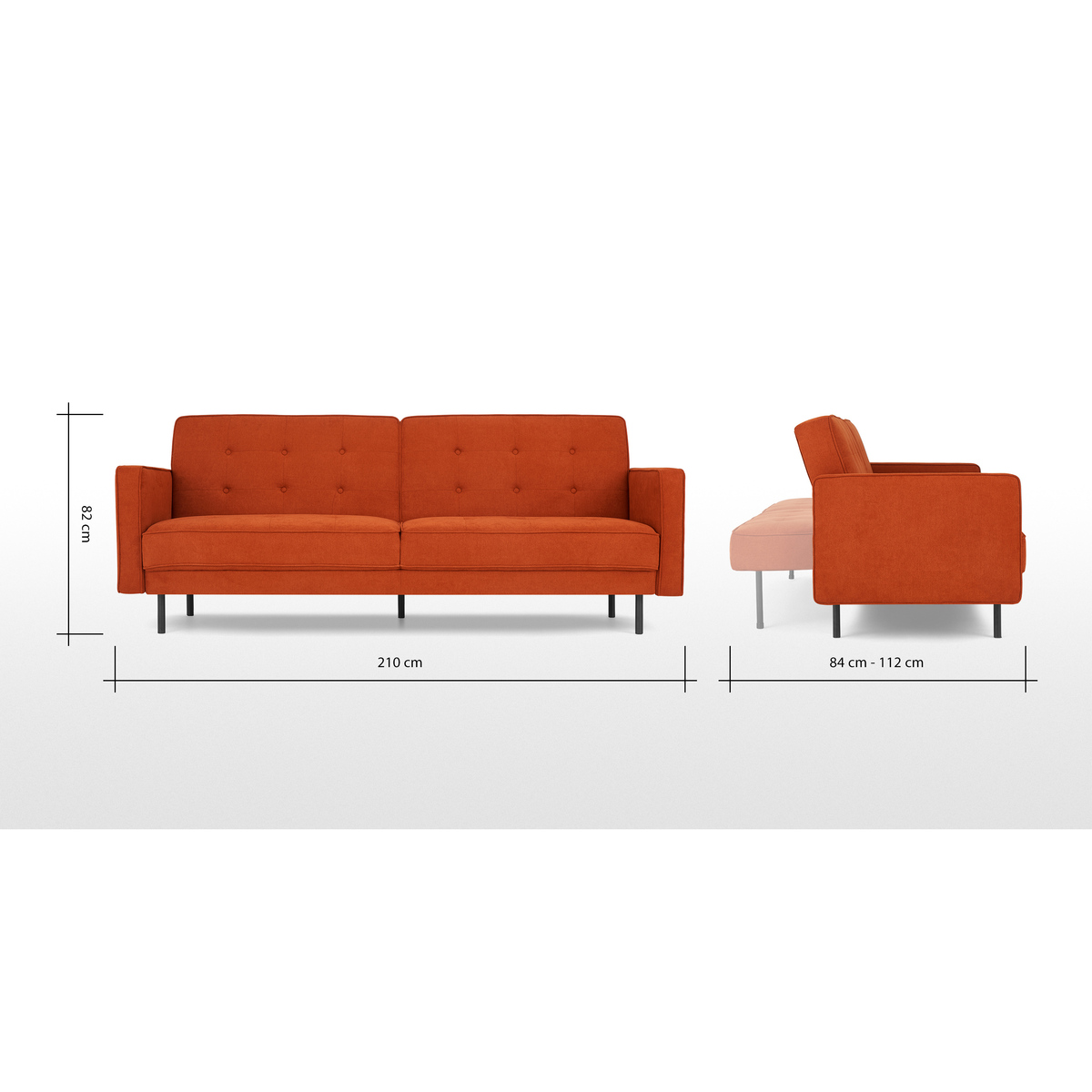 Rosslyn Click Clack Sofa Bed, Sedona Orange – image 9