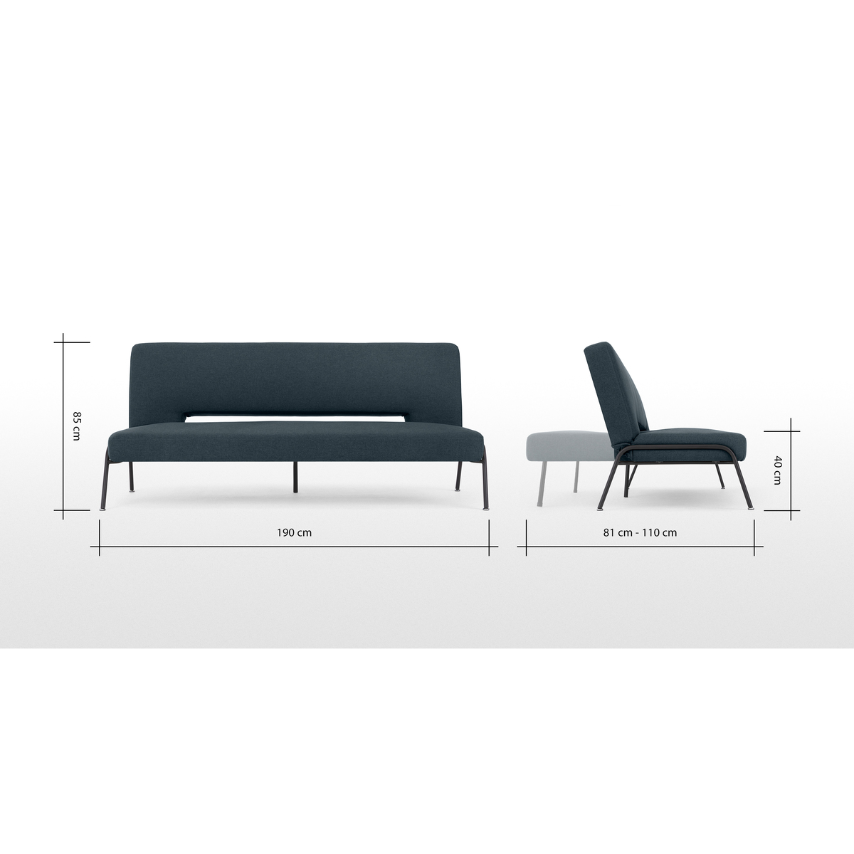 Knox Click Clack Sofa Bed, Aegean Blue – image 9