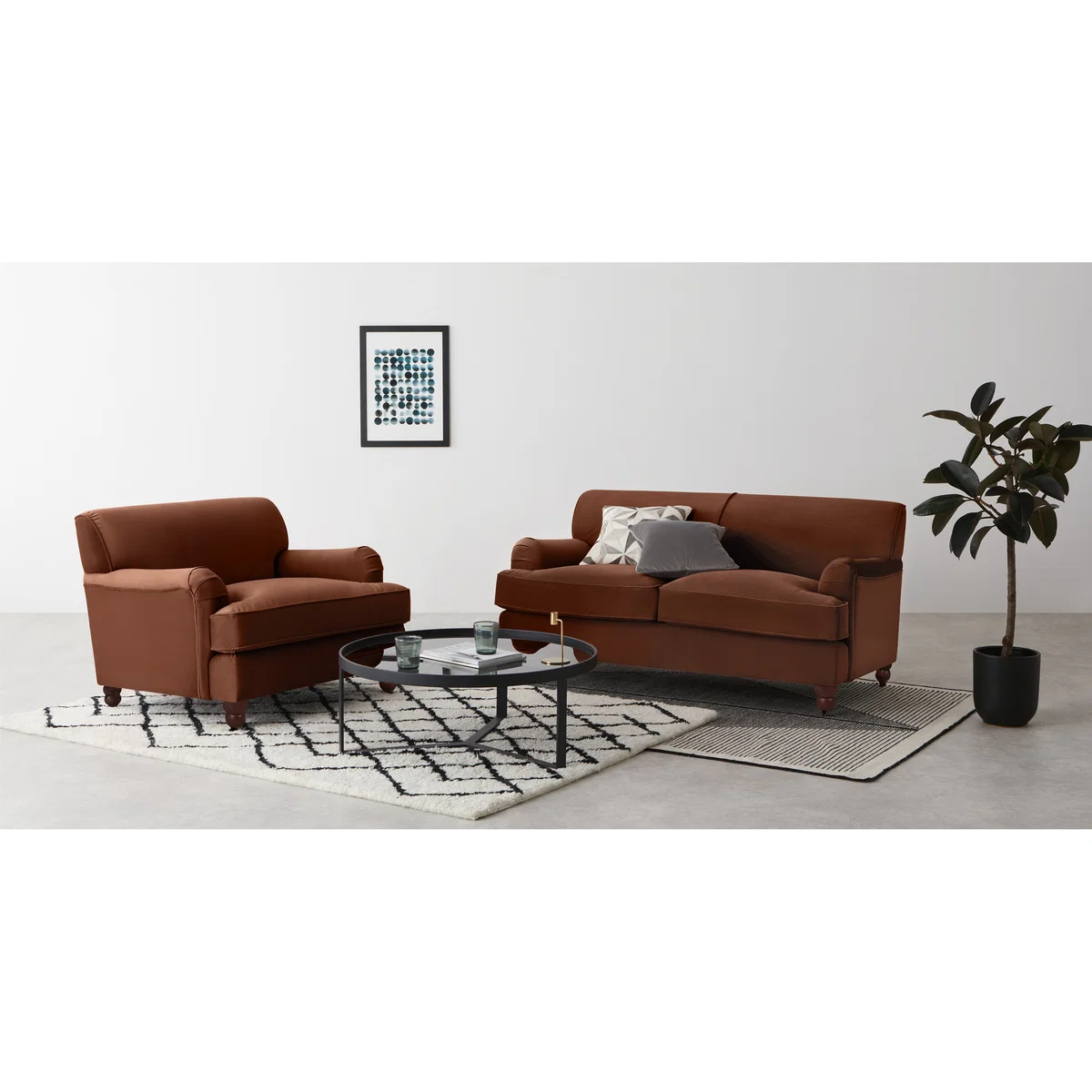 Orson 2 Seat Sofa, Warm Caramel Velvet – image 3