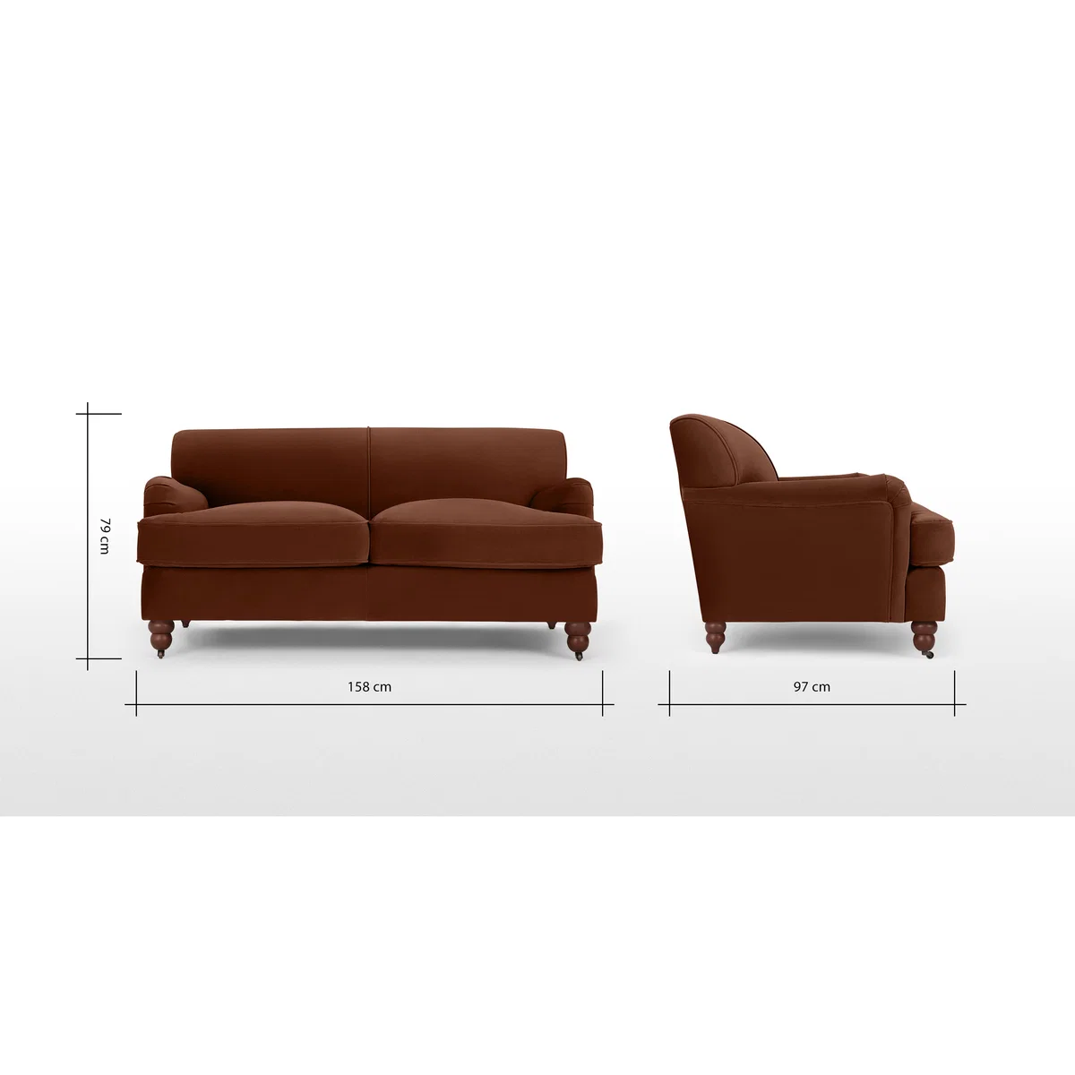 Orson 2 Seat Sofa, Warm Caramel Velvet – image 8
