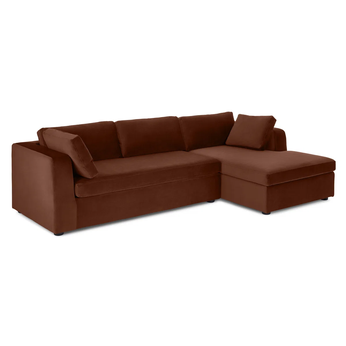 Mogen Right Hand Facing Chiase End Sofa Bed with Storage, Warm Caramel Velvet – image 2