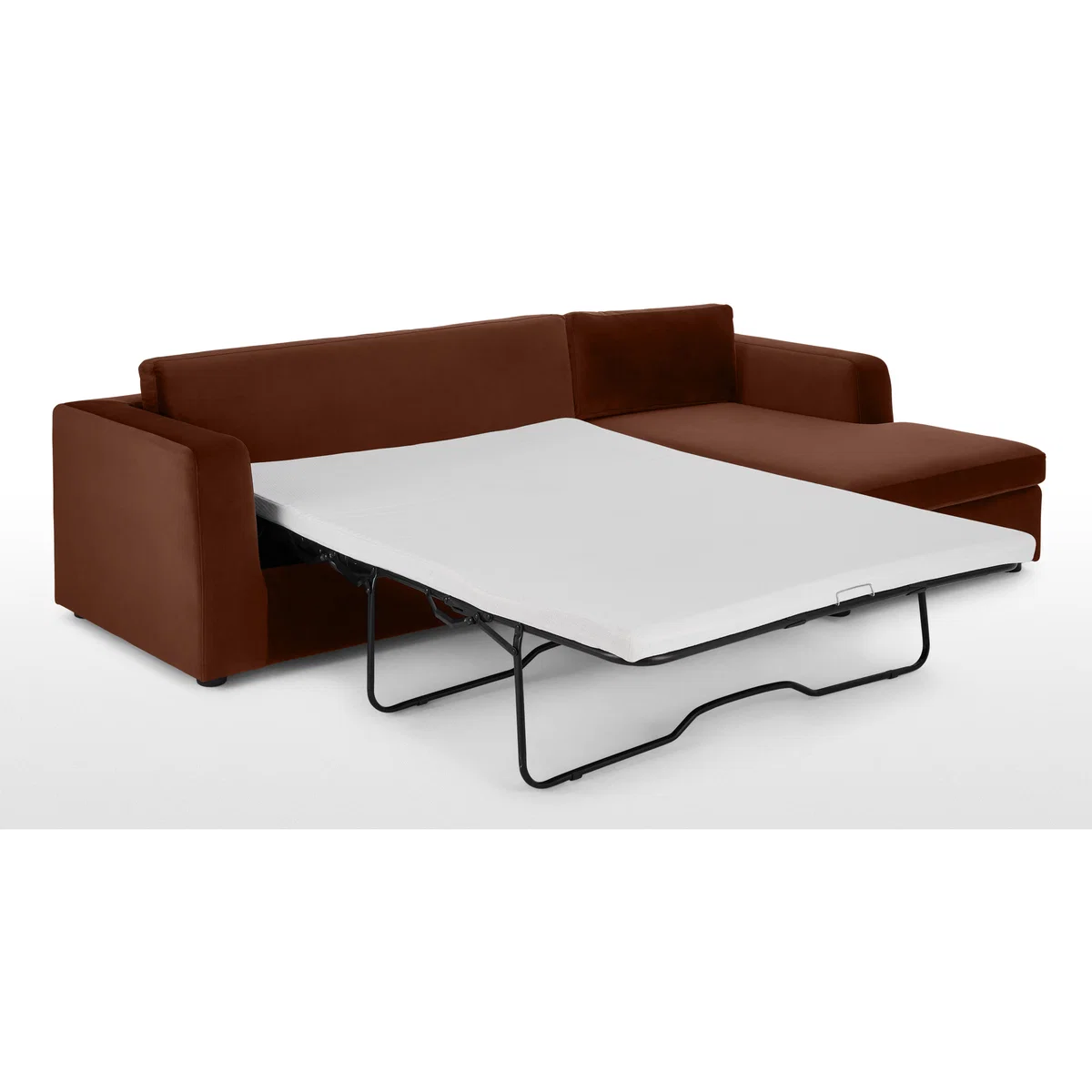 Mogen Right Hand Facing Chiase End Sofa Bed with Storage, Warm Caramel Velvet – image 7