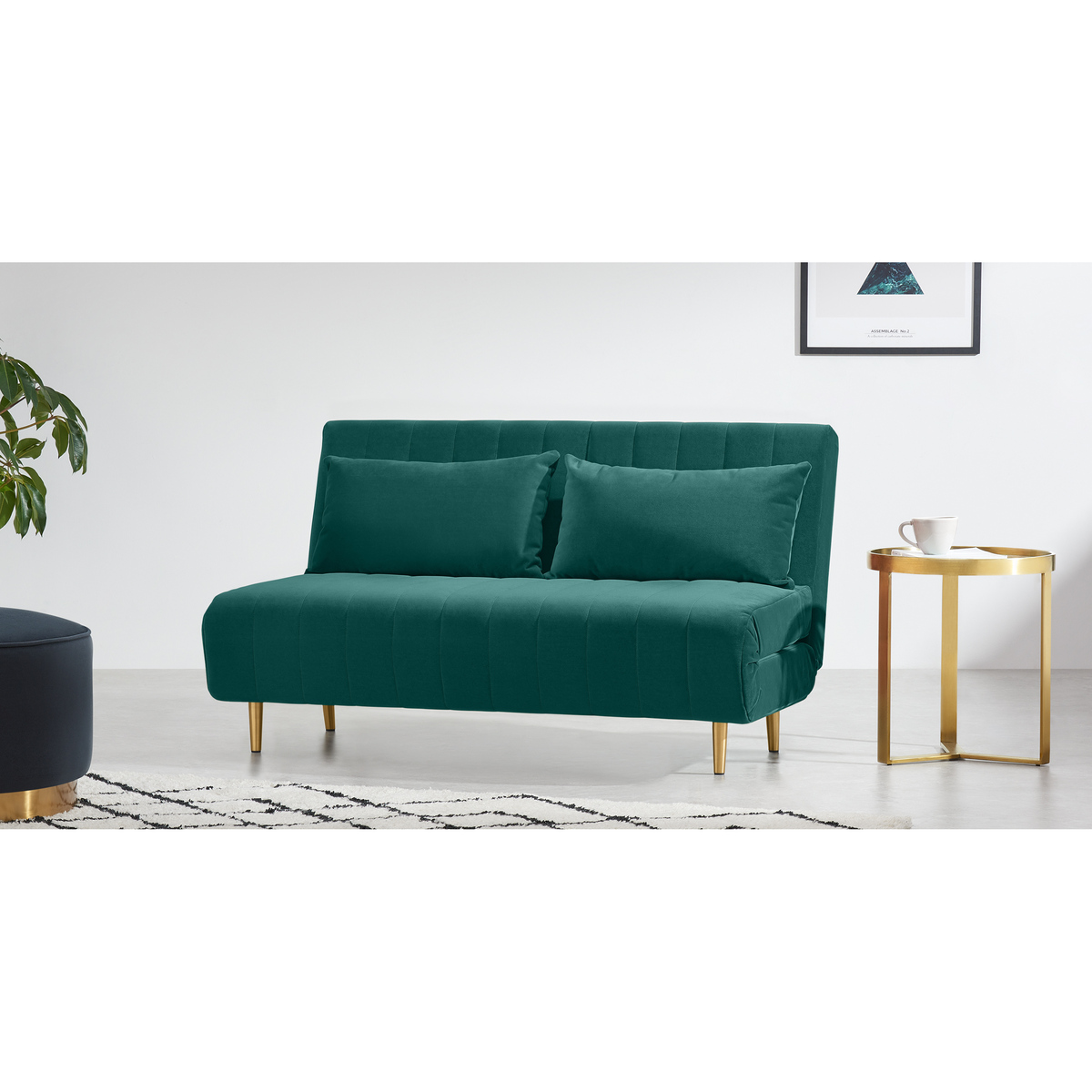 Bessie Large Double Sofa Bed, Seafoam Blue Velvet – image 3