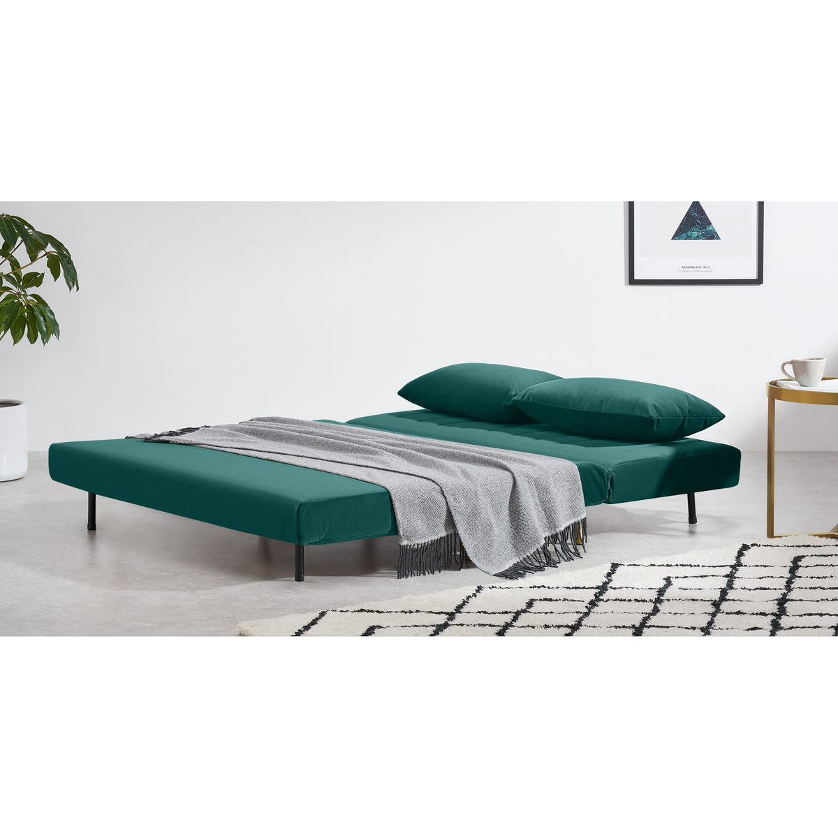 Bessie Large Double Sofa Bed, Seafoam Blue Velvet – image 6