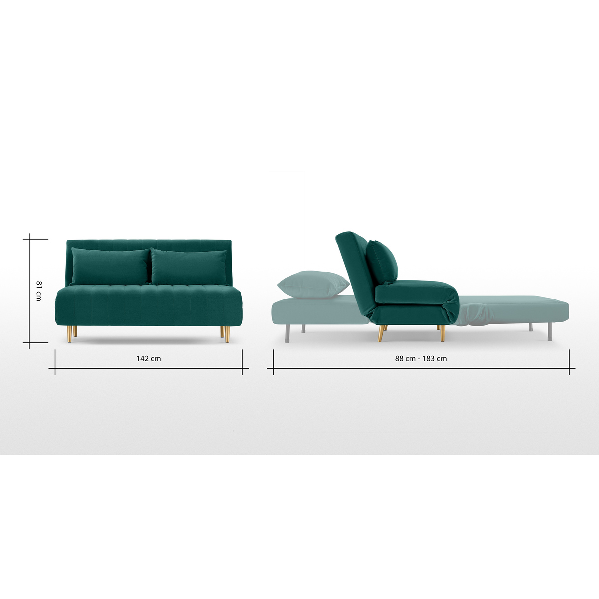 Bessie Large Double Sofa Bed, Seafoam Blue Velvet – image 8