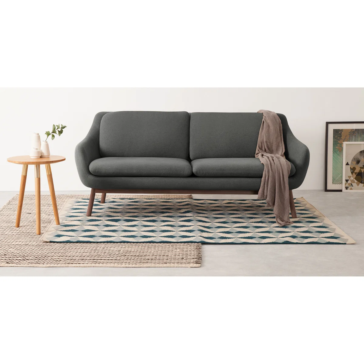 Oslo 3 Seater Sofa, Marl Grey with Dark Stained Oak Legs – image 3