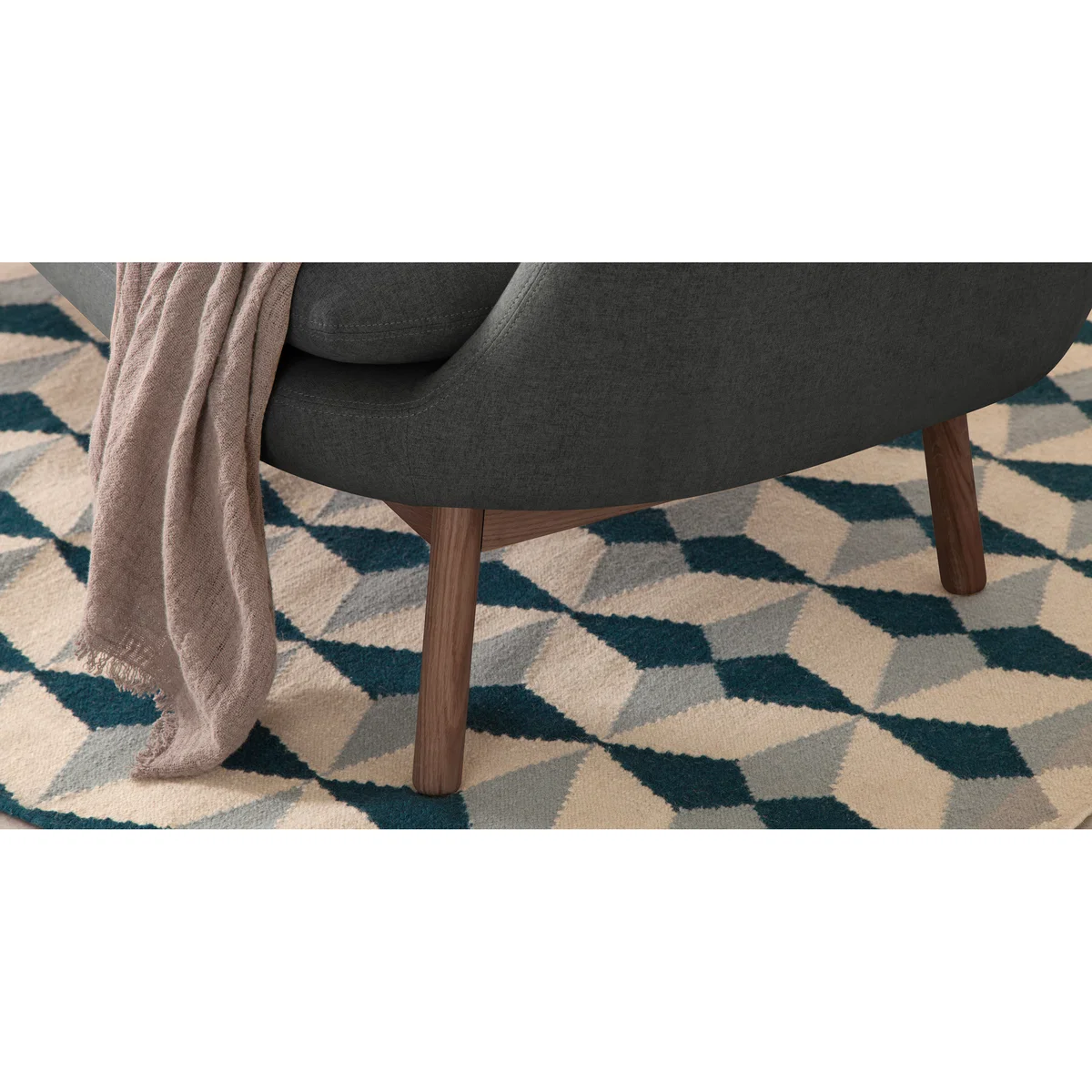 Oslo 3 Seater Sofa, Marl Grey with Dark Stained Oak Legs – image 6